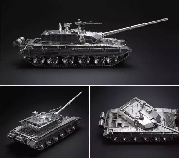 全不锈钢99式坦克模型-2